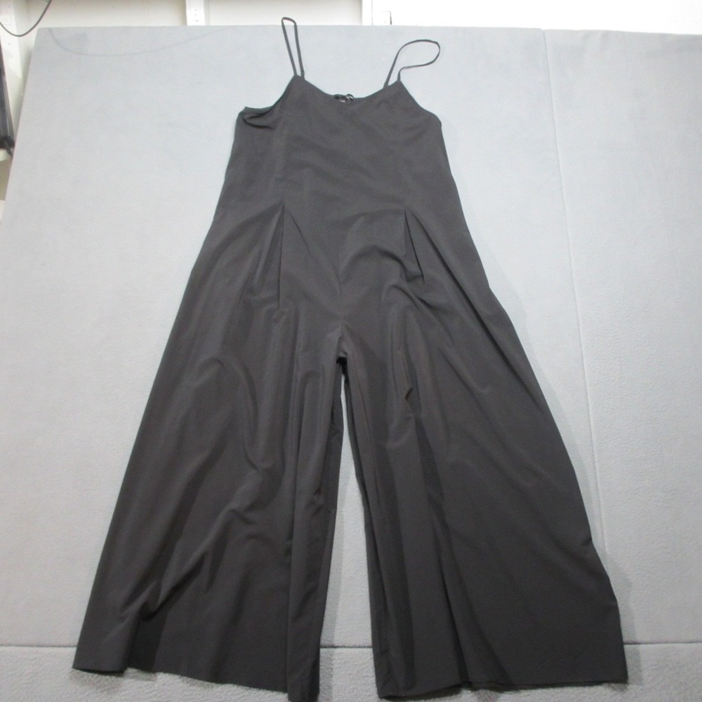 Athleta Jumpsuit Womens 6 Black Stretch Wide Leg Pleated Casual V-Neck Tie Back